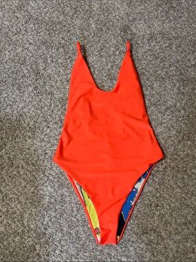 Maaji Neon Orange Reversible One-Piece Swimsuit